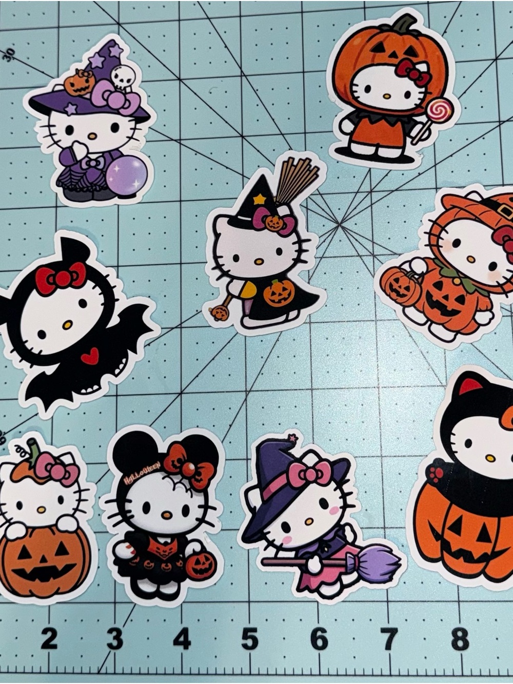 Hello Kitty Halloween Sticker Set - Purple, Orange, Black